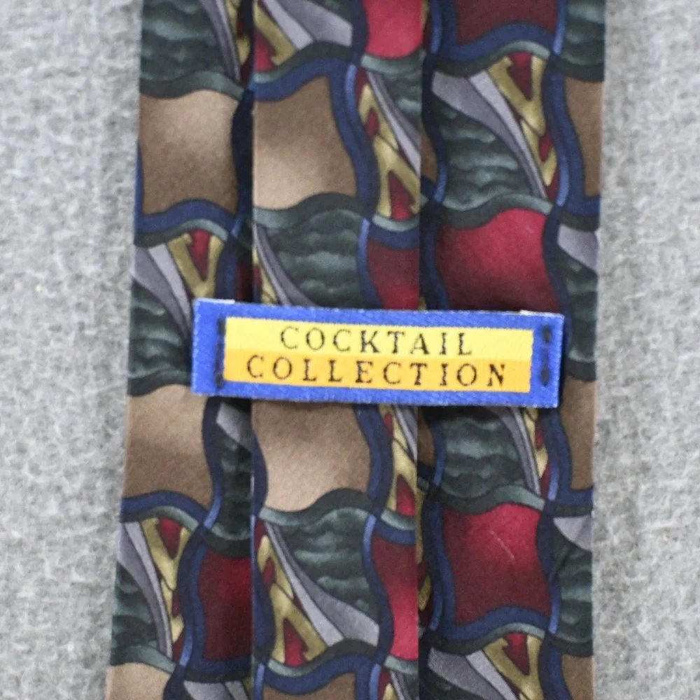 Martini Stonehenge Mens Cocktail Collection Silk Tie OS Multicolor Geometric 90s